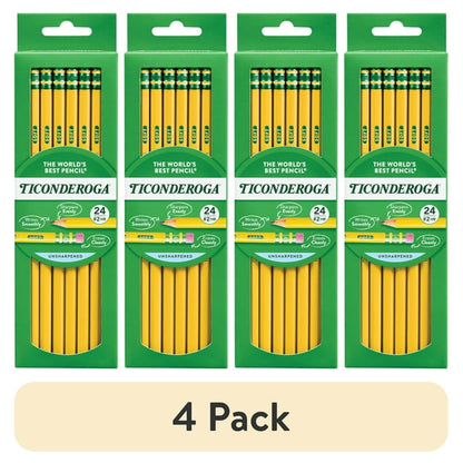 4 Pack of unsharpened wood pencils with standard lead