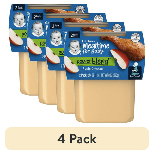 4 pack Mealtime for Baby Apple Chicken packaging on a white background