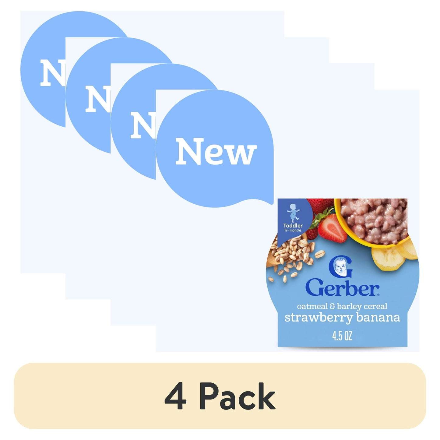 4 pack Strawberry banana oatmeal and barley cereal – 4.5 oz serving of wholesome toddler breakfast.