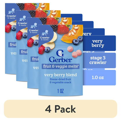 4 pack fruit & veggie melts package for stage 3 crawlers with berries and vegetables.
