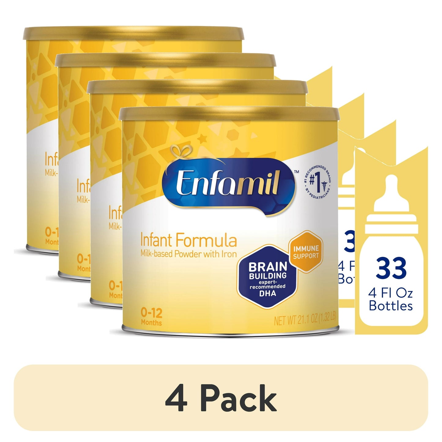 4 pack infant formula cans with a '4 Pack' label on a white background