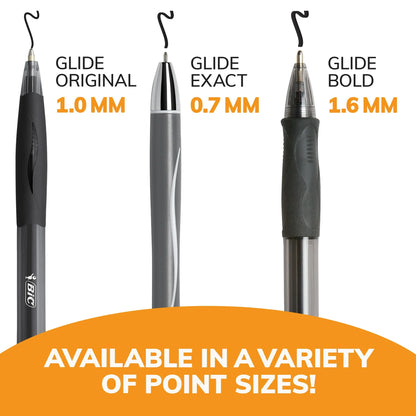 BIC Glide Exact Retractable Ball Point Pens, Fine Point, 0.7 mm, Black Ink, 3 Count