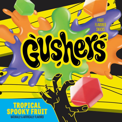 Gushers Fruit Flavored Kids Halloween Snacks, Tropical, 26 Mini Pouches, 11.44 oz