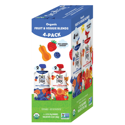 Once Upon a Farm Organic Refrigerated Kids Snack Berry Variety Pack, 3.2oz Pouch (4 Pack)