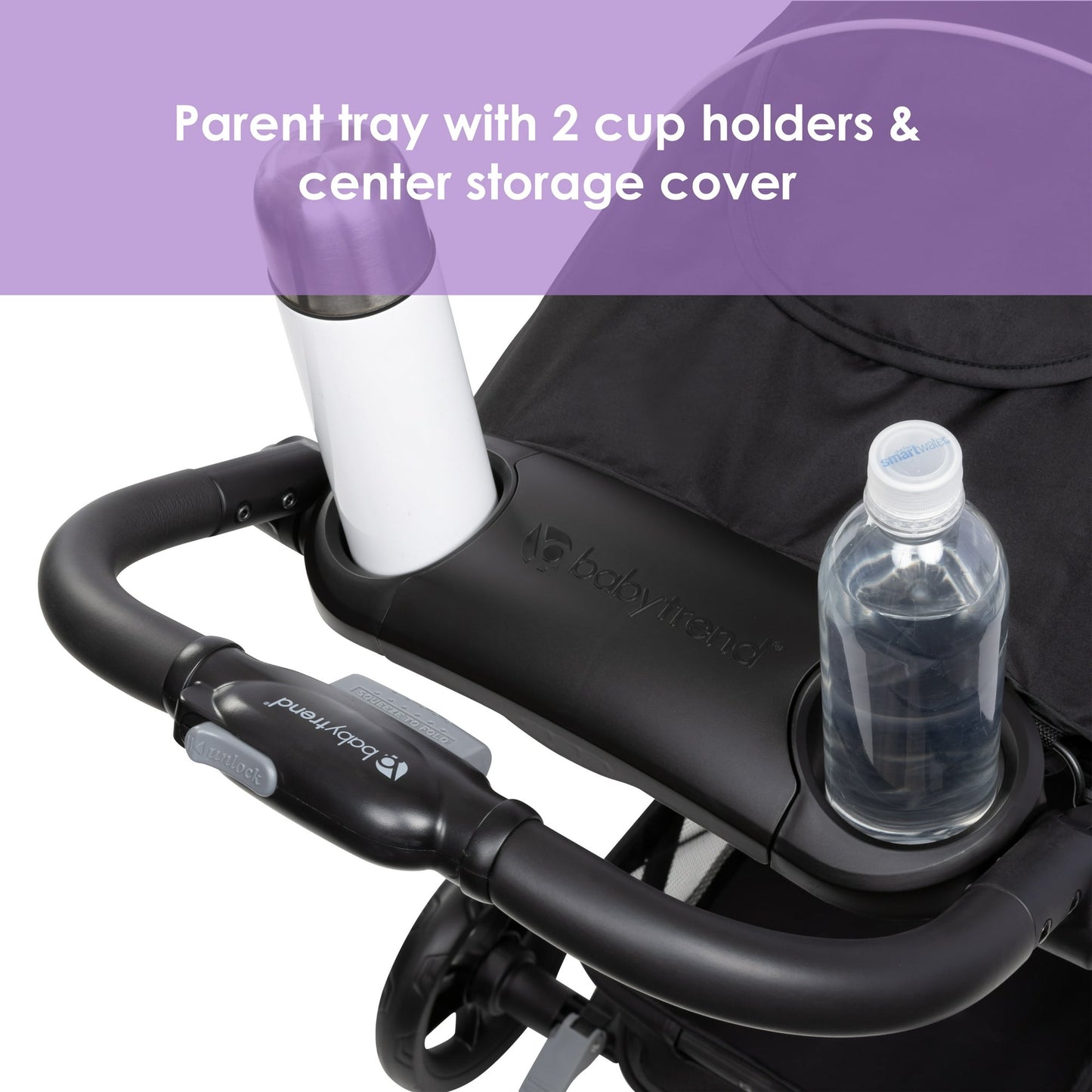 Image displaying a baby stroller with text about it's details