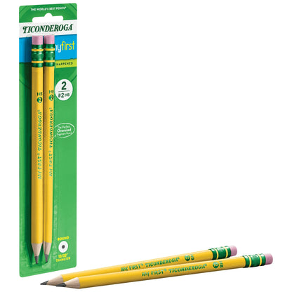 Ticonderoga My First Beginner Pencils, Sharpened #2 Lead, Yellow, 2 Count