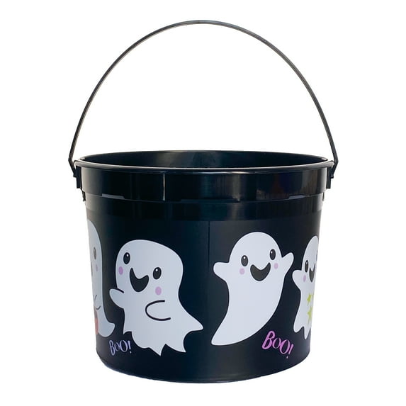 5-Quart Black Ghost Halloween Trick-or-Treat Bucket – Candy Pail for Kids