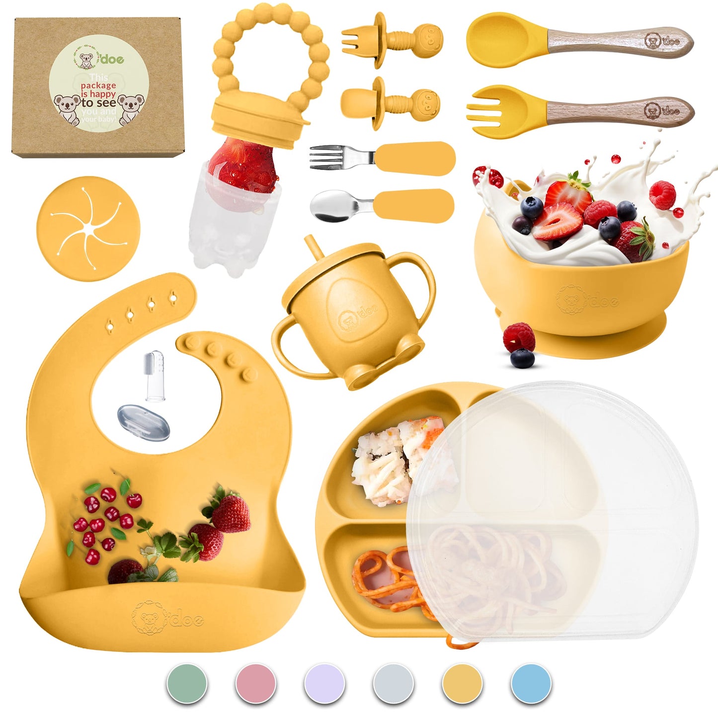 O'doe 17Pcs Silicone Baby Feeding Set