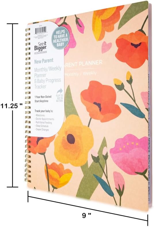 Image displaying a parent planner and it's dimensions