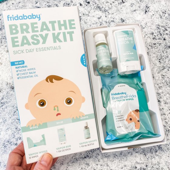 Frida Baby Breathe Easy Kit Sick Day Essentials with Vapor Wipes, Vapor Rub and Vapor Drops