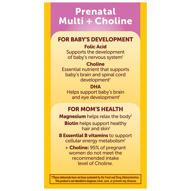 Nature Made Prenatal Vitamins Softgels + Choline Supplement Capsules, 70 Count