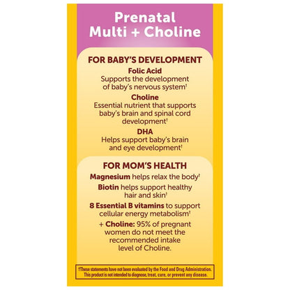 Nature Made Prenatal Vitamins Softgels + Choline Supplement Capsules, 70 Count
