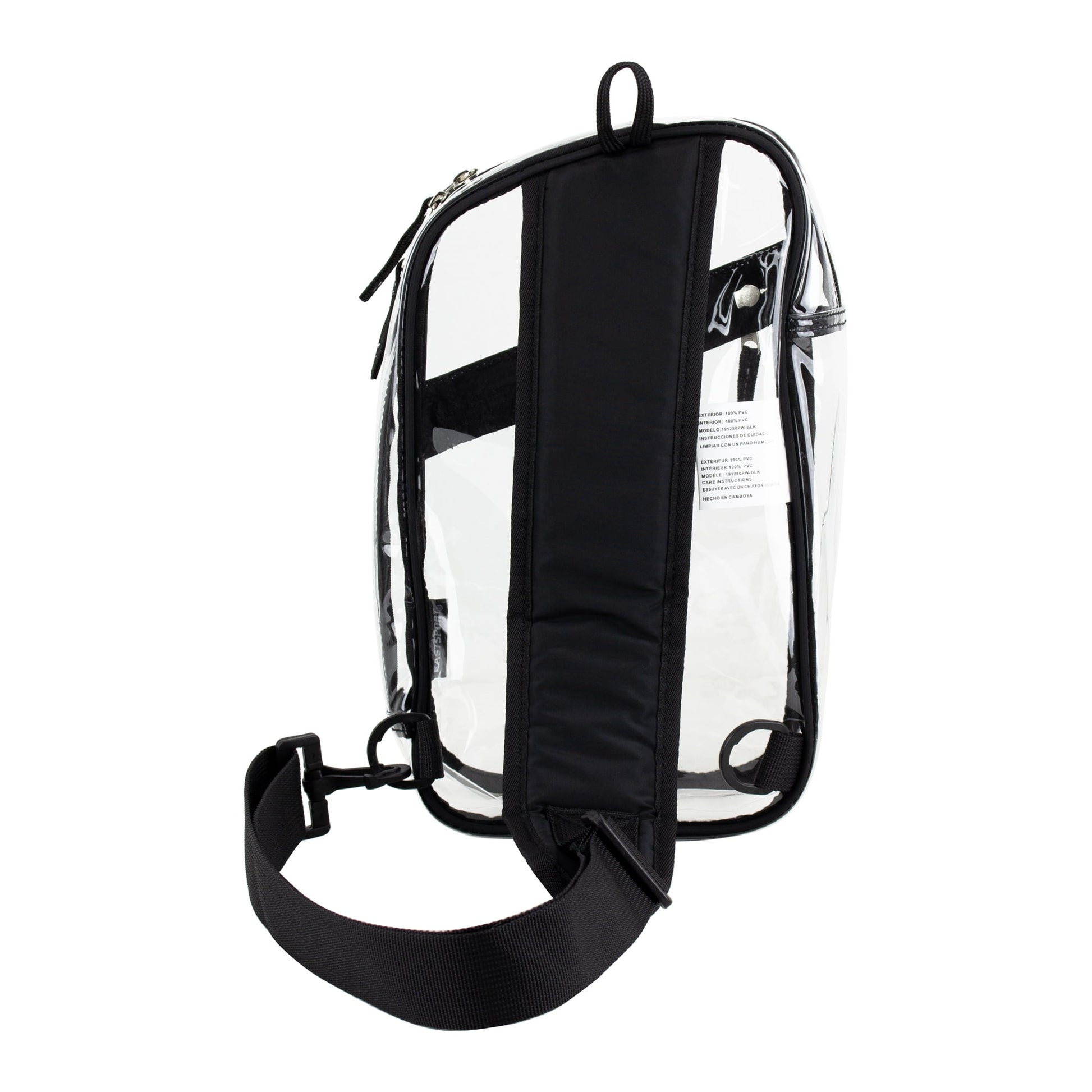 Compact transparent sling bag for carrying your phone, wallet, keys, water bottle, and personal accessories.