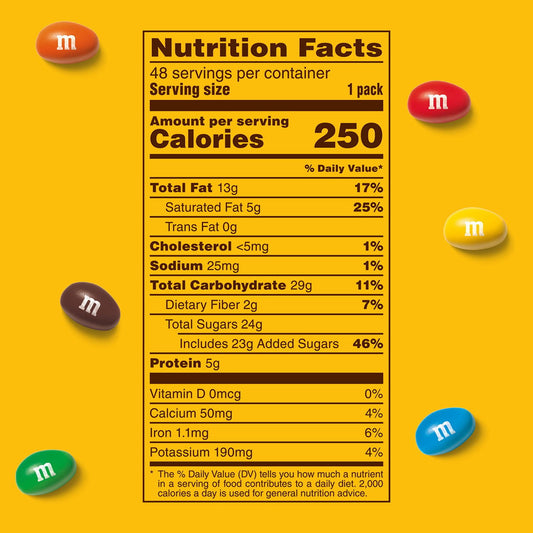 M&M'S Peanut Milk Chocolate Candy, Singles Size, 1.74 oz., 48 pk.