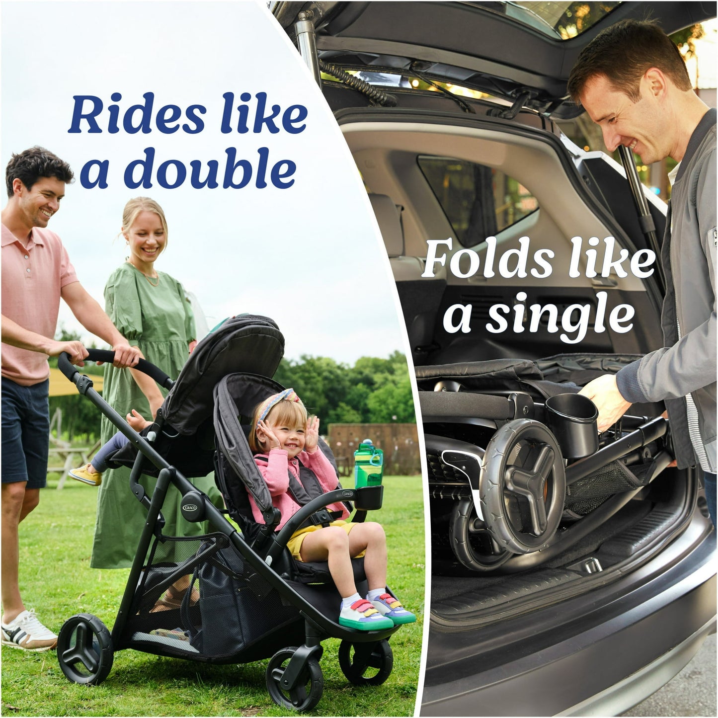 Image displaying a baby stroller and text about it’s details