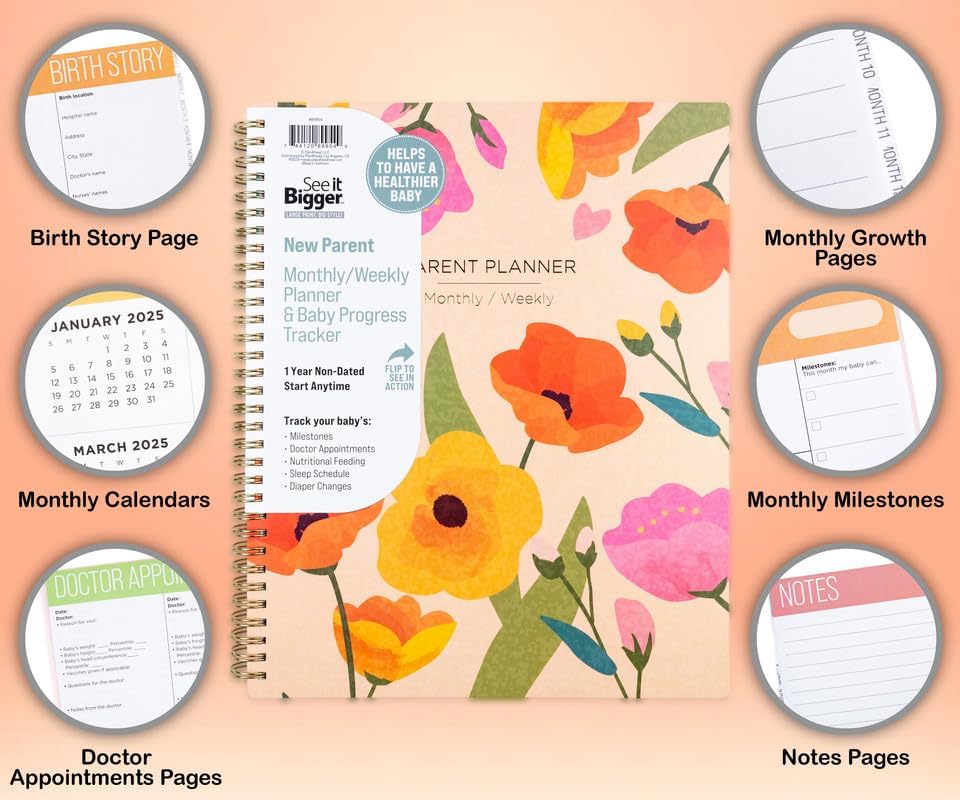 Image displaying a parent planner with text about it's details