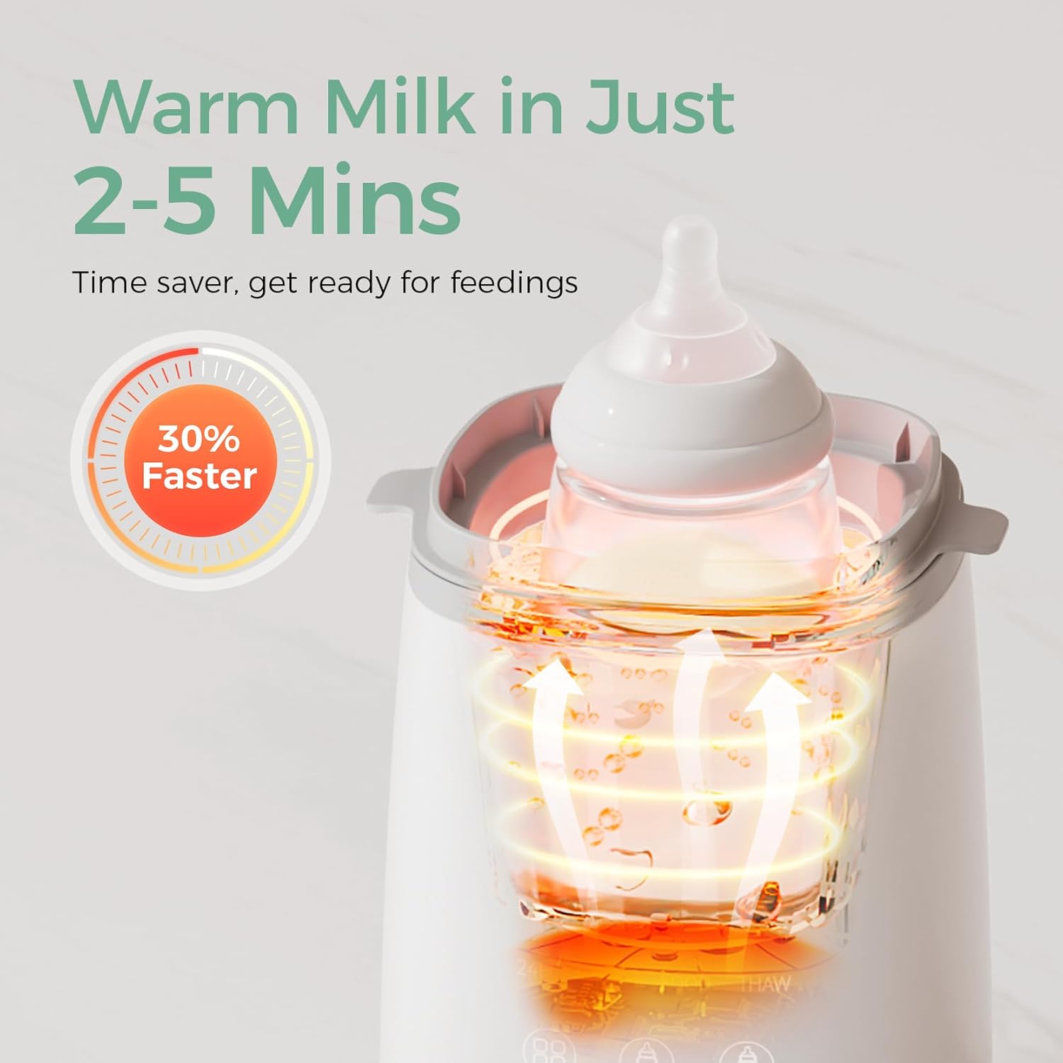 Image displaying a baby bottle warmer/sterilizer and text about it's details