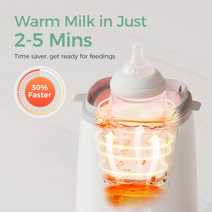 Image displaying a baby bottle warmer/sterilizer and text about it's details