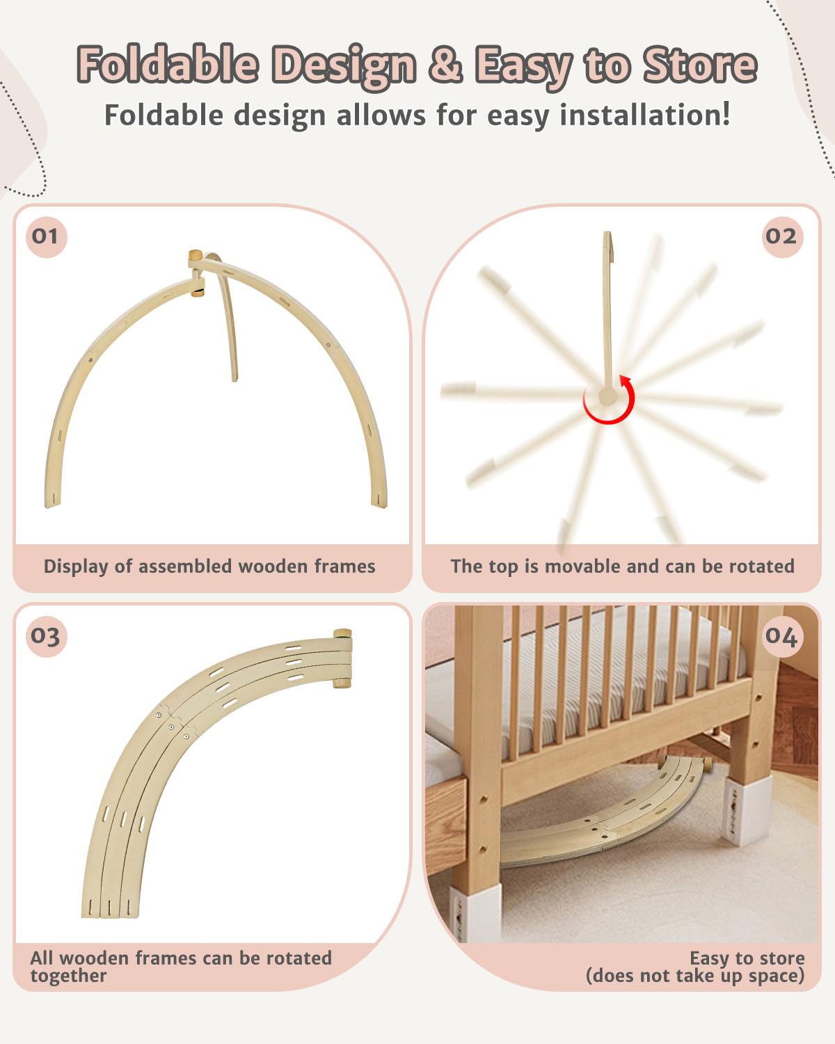 Image displaying a baby with a Baby activity play set and text about it's details