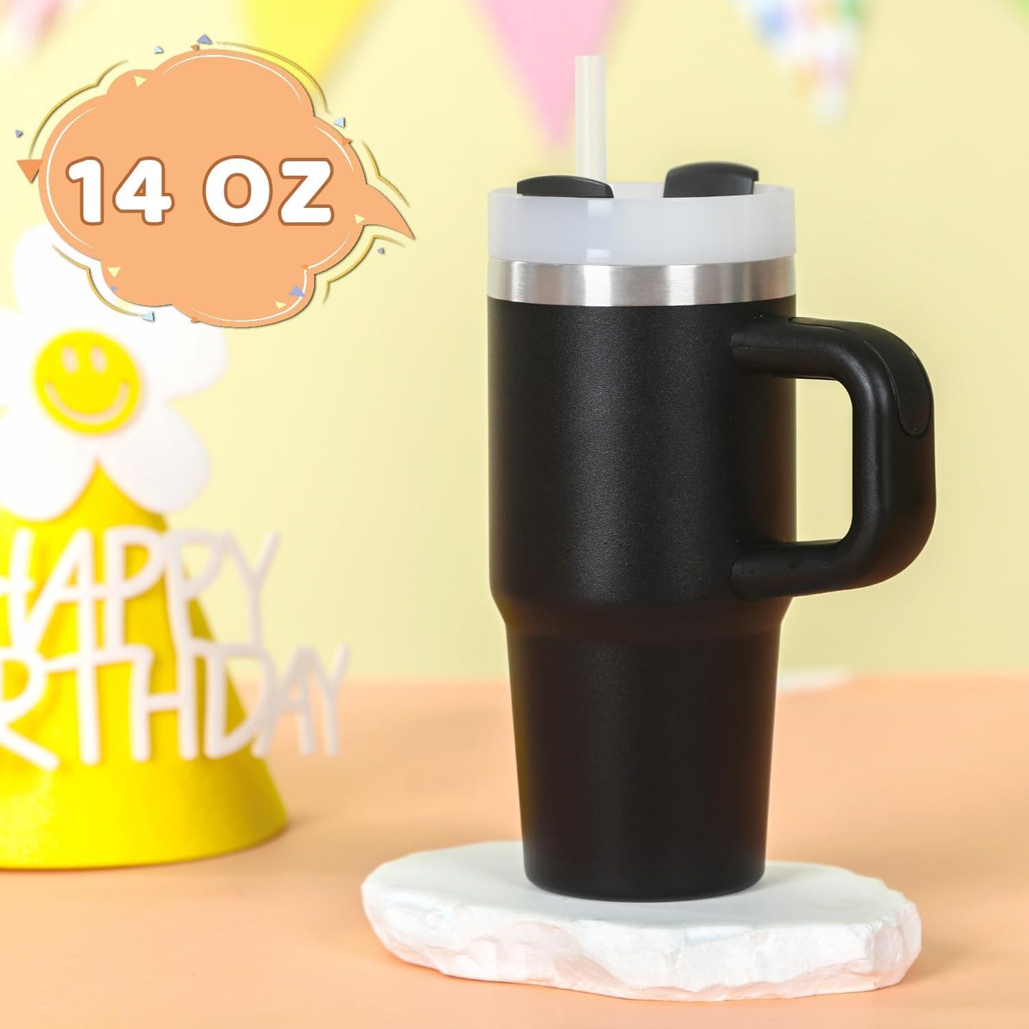 Image displaying a baby with a tumbler and it's details