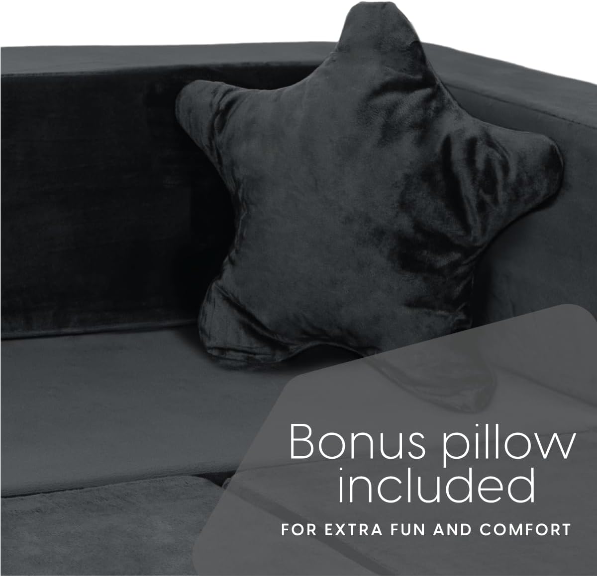 Image displaying a soft modular play furniture and text about it's details