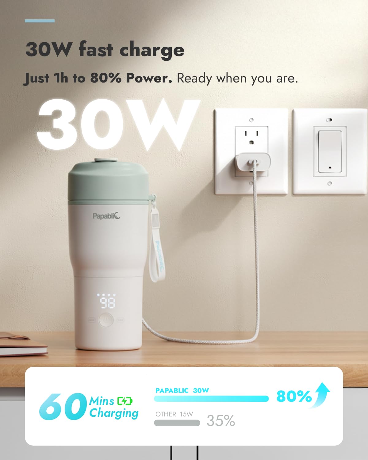 Image displaying a baby bottle warmer/sterilizer and text about it's details