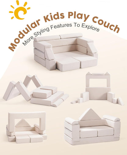 Image displaying a soft modular play furniture and text about it's details