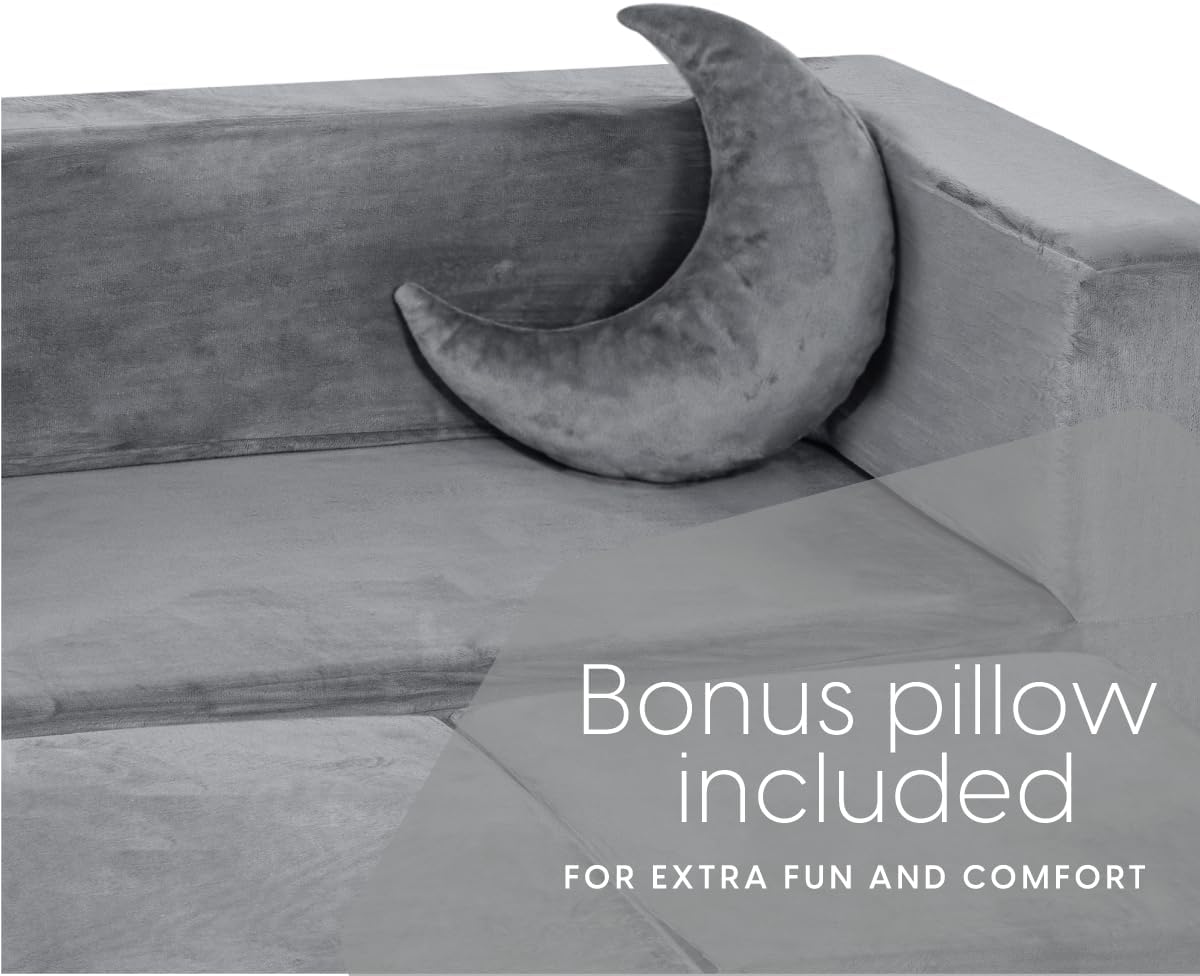 Image displaying a soft modular play furniture and text about it's details