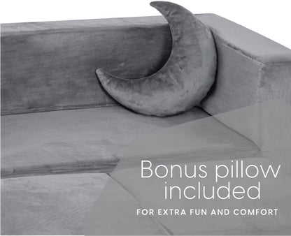 Image displaying a soft modular play furniture and text about it's details