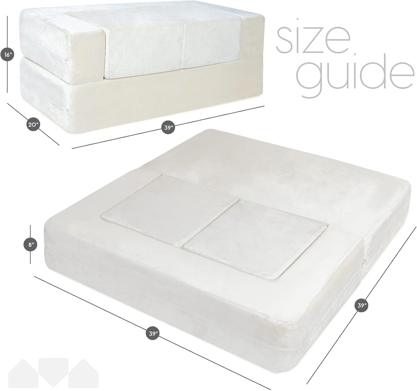 Image displaying a soft modular play furniture and it's dimension