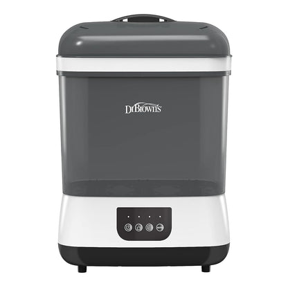 Image displaying a baby bottle warmer/sterilizer and text about it's details