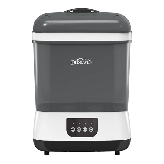 Image displaying a baby bottle warmer/sterilizer and text about it's details