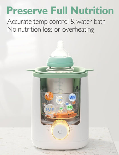 Image displaying a baby bottle warmer/sterilizer and text about it's details