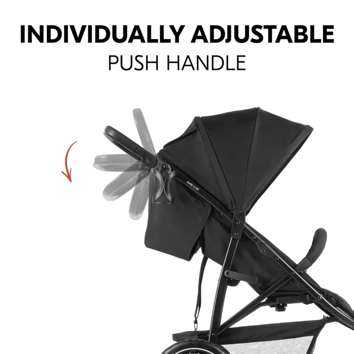 hauck pram 3 in 1 hauck Stroller Rapid 3 Air Reclining Seat, Compact Fold Stroller with Air Tires, Black