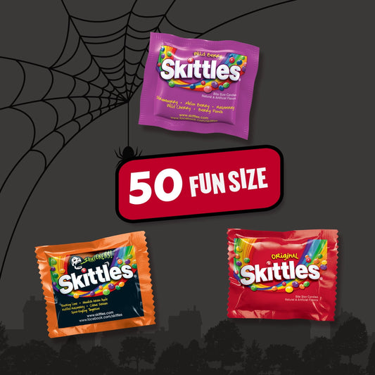 Skittles Fun Size Chewy Halloween Candy Variety Pack - 50 Ct Bulk Bag
