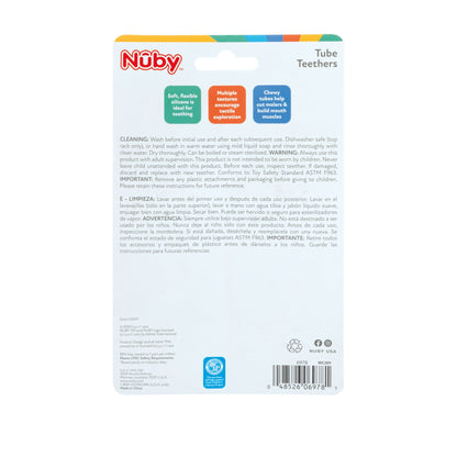Nuby Sensory Silicone Baby Tube Teethers, 2 pack