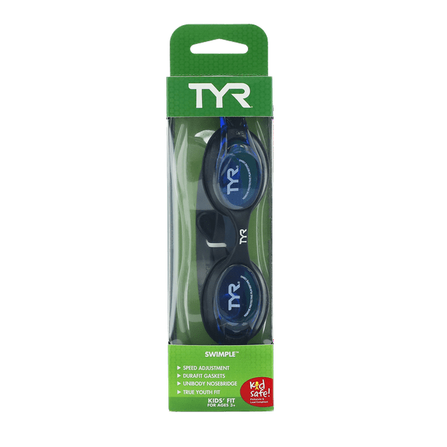 TYR Youth Fit Swimple Non-Mirrored Swim Goggle - Black/Blue