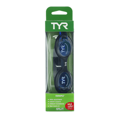 TYR Youth Fit Swimple Non-Mirrored Swim Goggle - Black/Blue