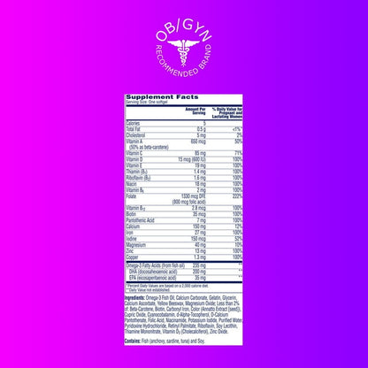 One A Day Women's Prenatal Multivitamin with Folic Acid, DHA and Iron, 60 Ct