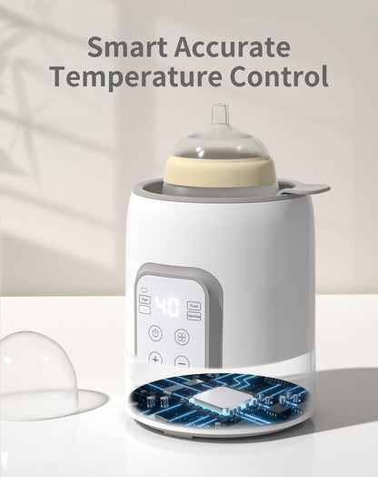 Image displaying a baby bottle warmer/sterilizer and text about it's details