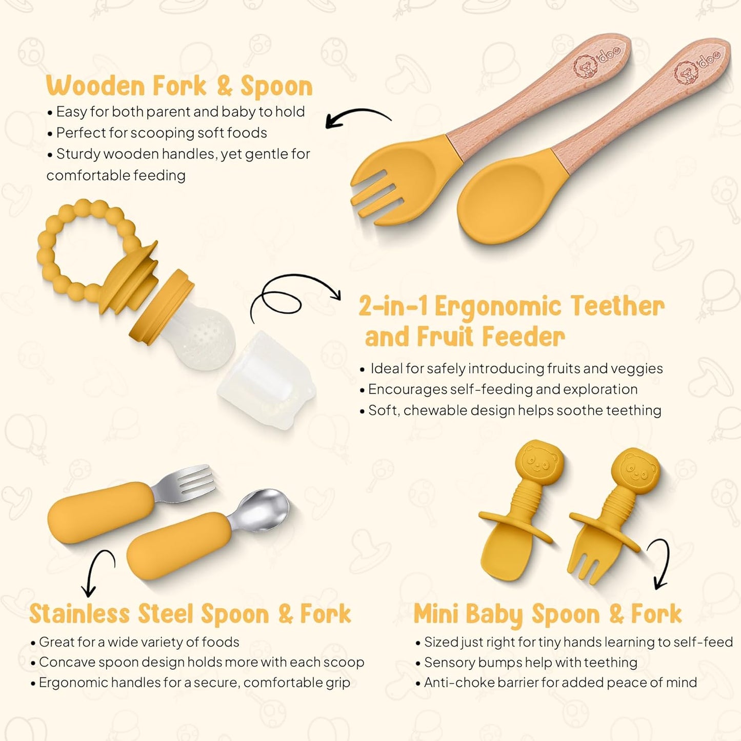 O'doe 17-Piece BPA-Free Silicone Baby Feeding Set
