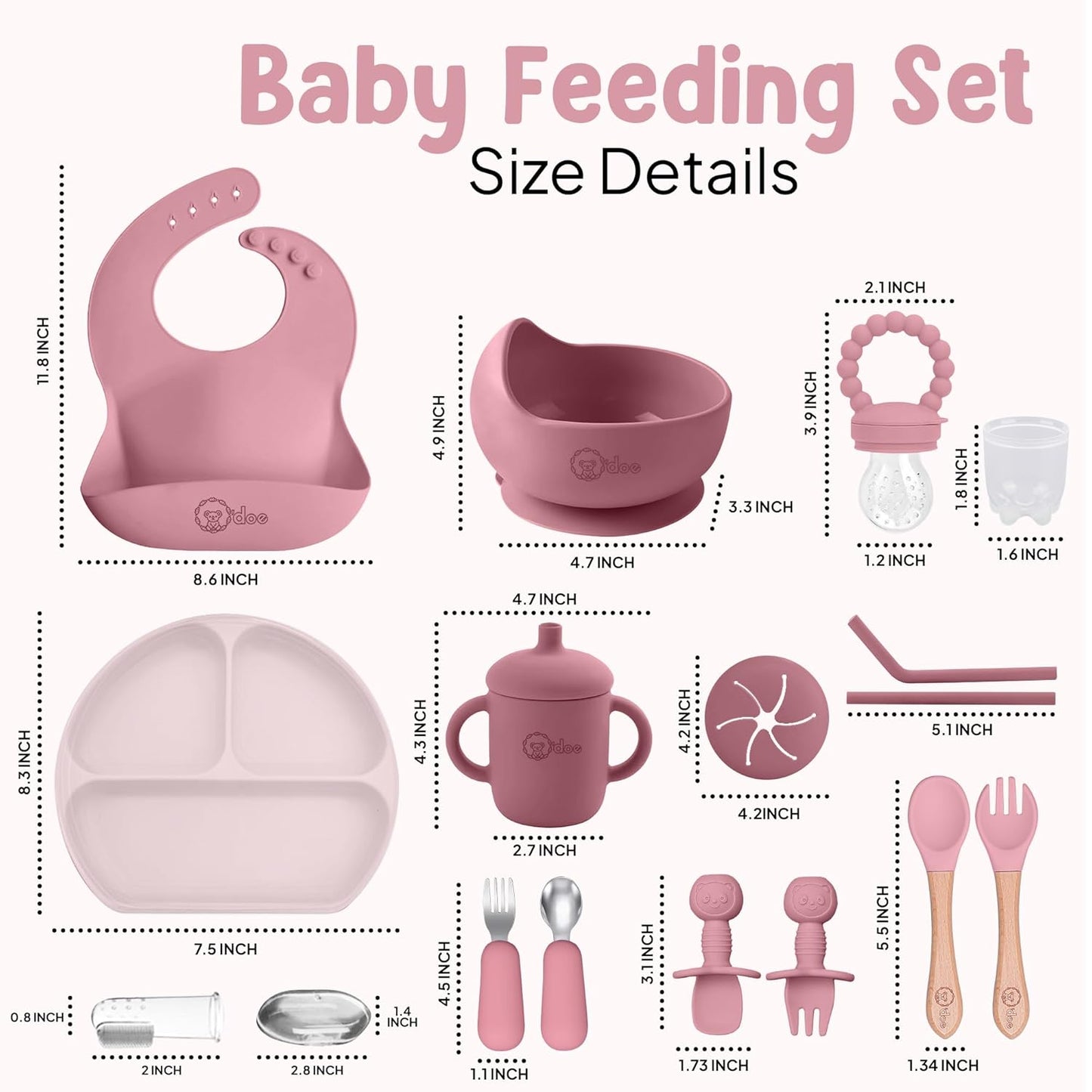 O'doe 17-Piece BPA-Free Silicone Baby Feeding Set