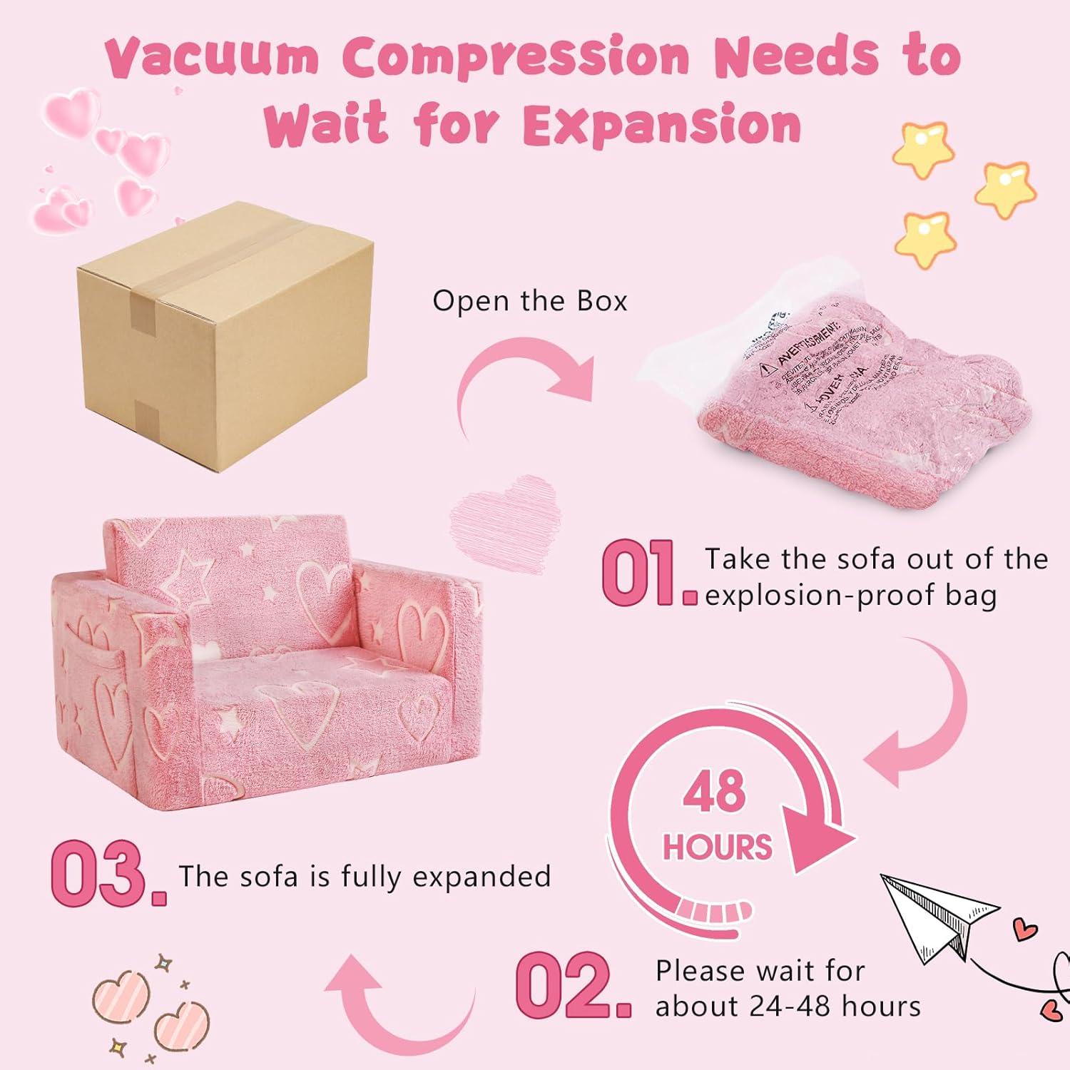 Image displaying a soft modular play furniture and text about it's details