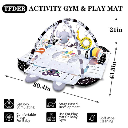 Image displaying text about details of a baby activity playing set and it's dimensions