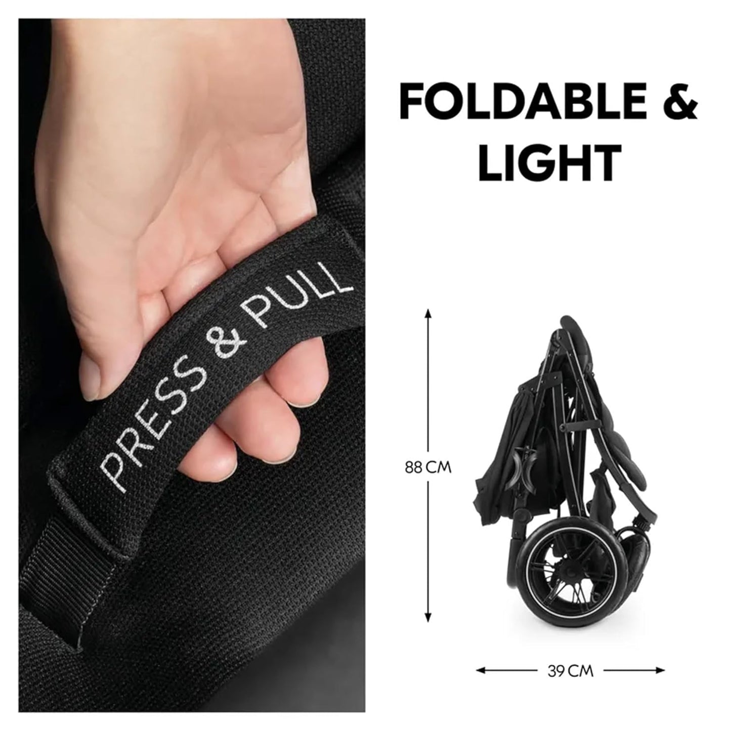 Image displaying a jogging stroller with text about it’s details