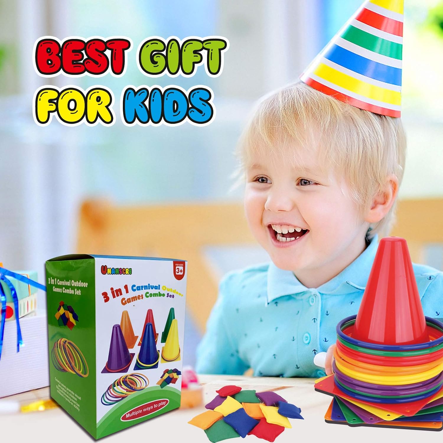 Colorful kids outdoor play equipment for active backyard fun and physical play for toddlers and young children.