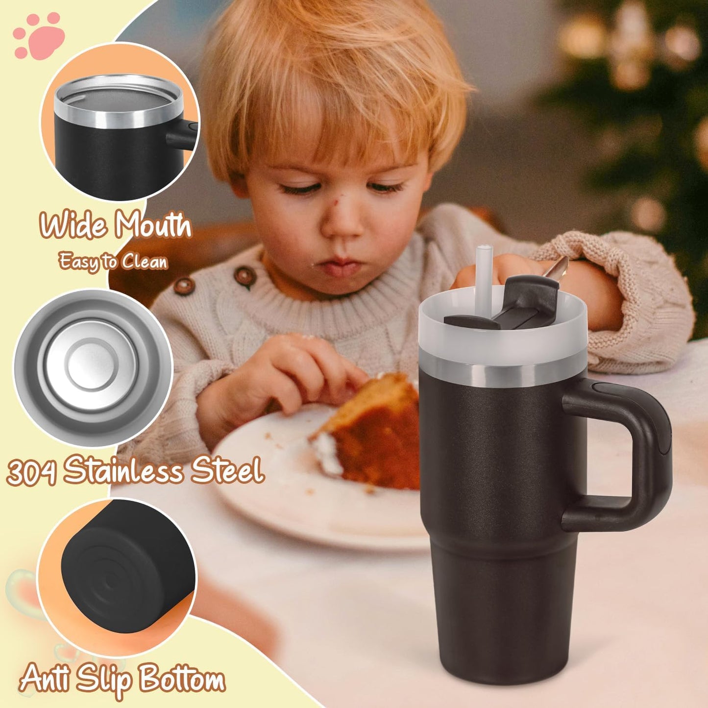 Image displaying a baby with a tumbler and it's details