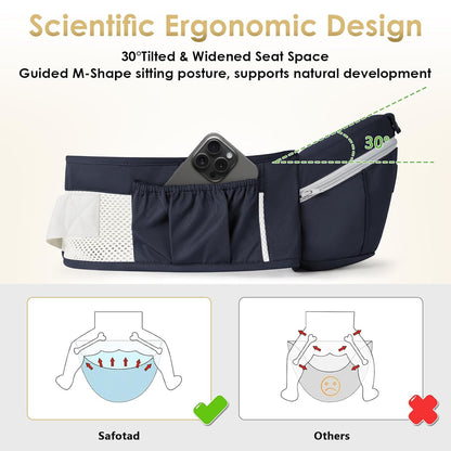 Image displaying a baby carrier and text about it's details