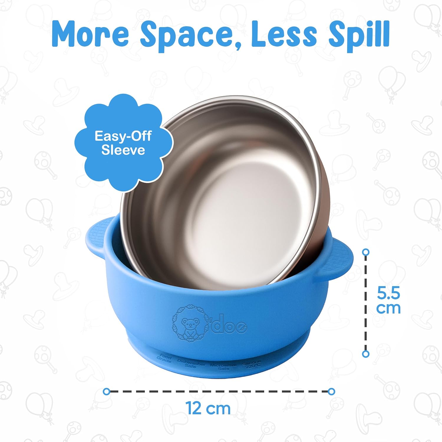 Set of BPA-free baby suction bowls made from stainless steel and food-grade silicone, ideal for toddlers and babies.