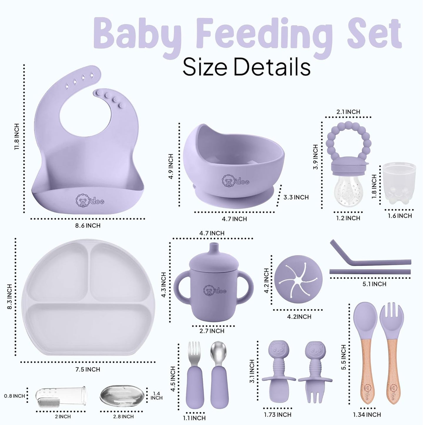 O'doe 17-Piece BPA-Free Silicone Baby Feeding Set